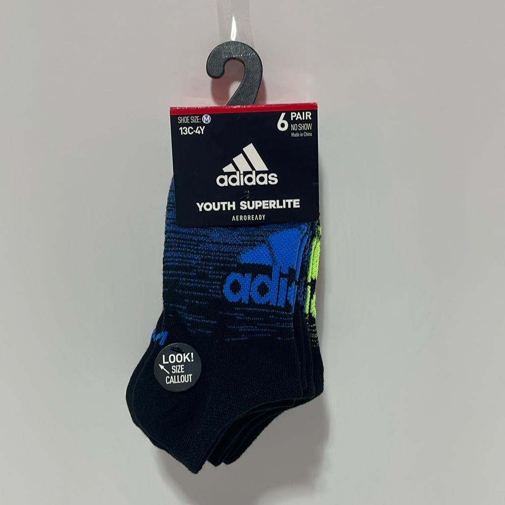 Youth Superlite AeroReady 6 pair No show 13C-4Y